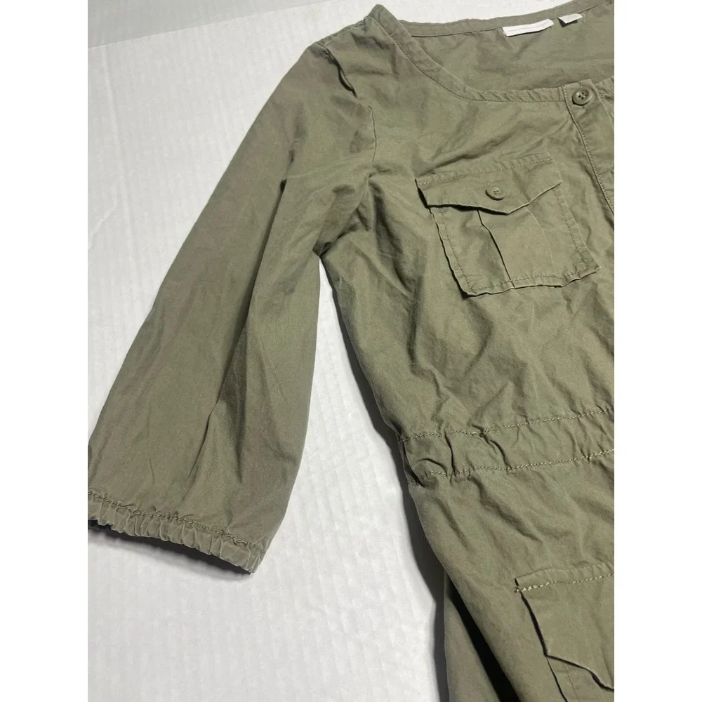 New York Company  Green Utility Jacket Button Front Drawstring Waist Size Medium